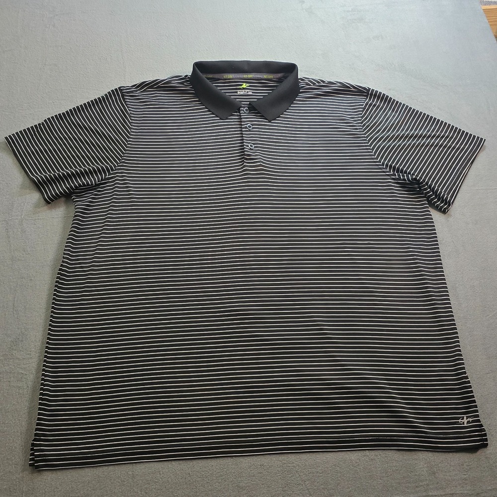 NordicTrack Dri Athletic Fit Short Sleeve Golf Polo Black & White Men's Size XXL